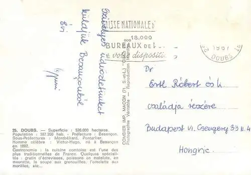 France Postcard Doubs multi view region map