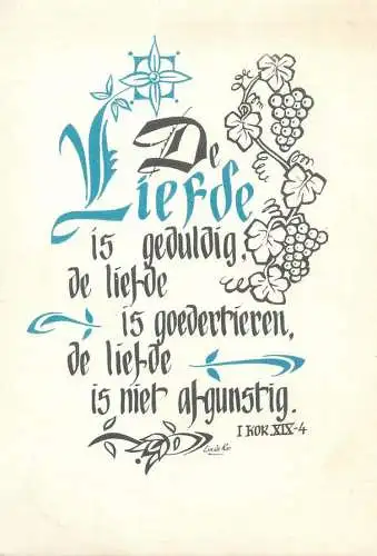 Biblical quote text artist postcard Belgique