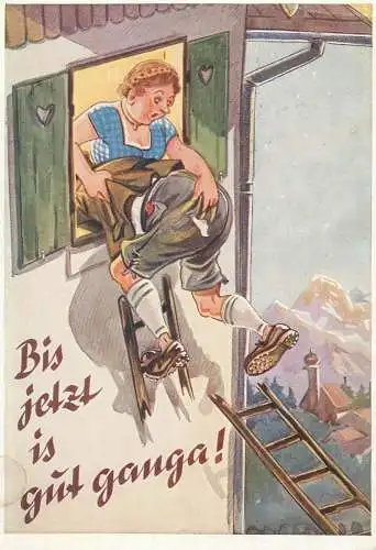 August Lengauer german humor Kunstler-AK 1957