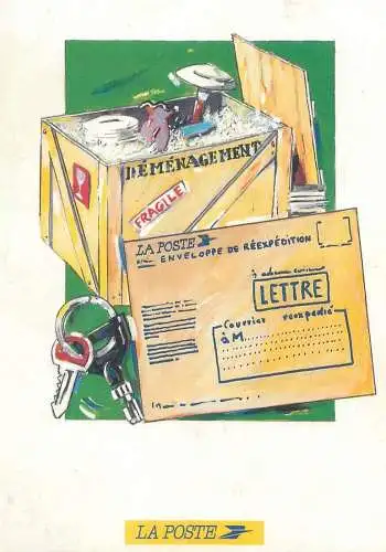 French postal service related postcard