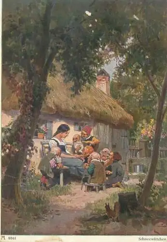 Schneewittchen snow white tale Postkarte 1955
