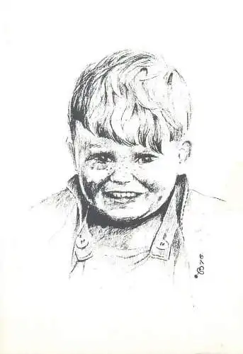 Drawn boy caricature Netherlands postcard