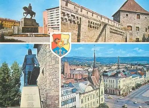 Romania carte postala diverse aspecte din Cluj-Napoca stema emblema
