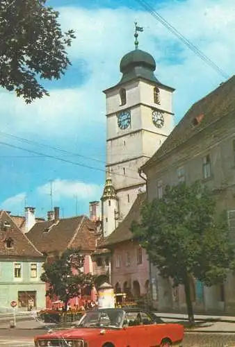 Romania carte postala vedere din Sibiu Turnul Sfatului