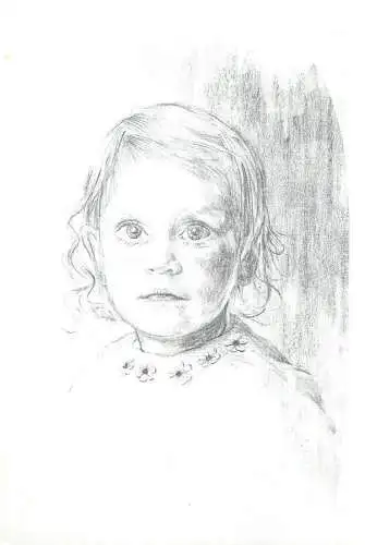 Cute drawn girl caricature postcard