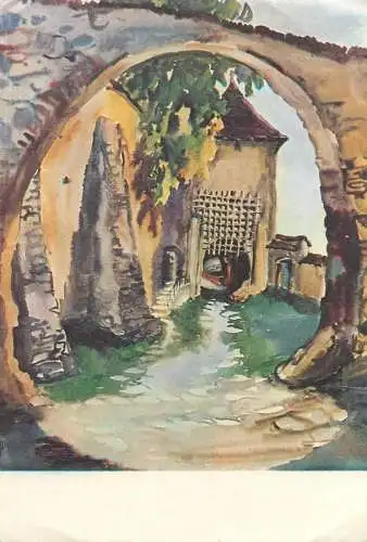 Romania Postcard Cetatea taraneasca din Hosman pictura de Juliana Fabritius-Dancu