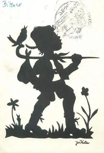 Silhouette Postkarte Kunstler Allemagne