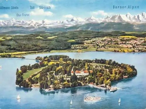 Postcard Germany mainau im bodensee aerial