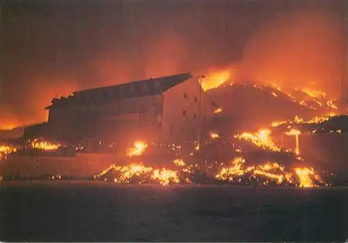 Postcard Italy Etna volcano erupting 1983 burning hotel rifugio Sapienza