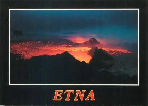 Postcard Italy Etna volcano erupting 1983