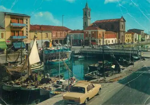 Postcard Italy Cesenatico port and Garibaldi square
