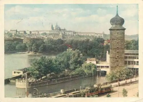 Postcard Czech Republic Prague Club de Manes and Hradcany castle 1948