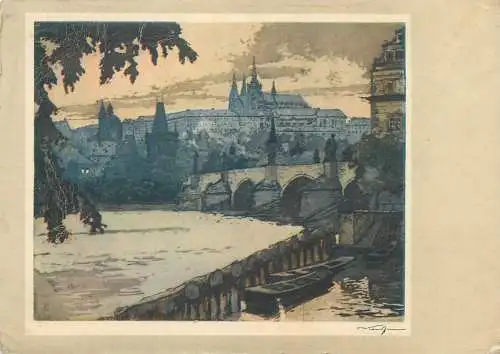Postcard Czech Republic Prague Hradcany from Trnka's mill 1942