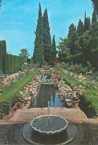 Postcard Spain Granada new gardens