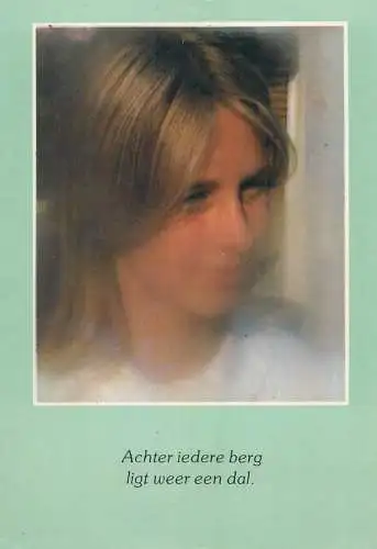 Postcard children scenes Belgium beauty blonde girl 1984 fog glass