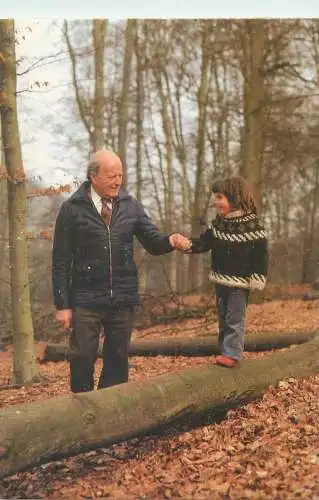 Postcard children scenes grandpa and child joy nature love innocence