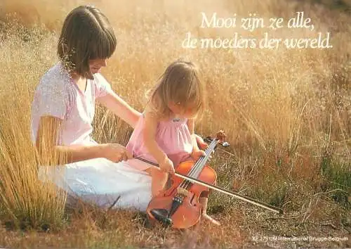 Postcard children scenes Belgium 1991 children playing violin in nature