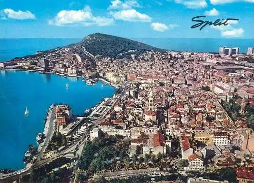 Post card Croatia Split cityscape panorama aerial view