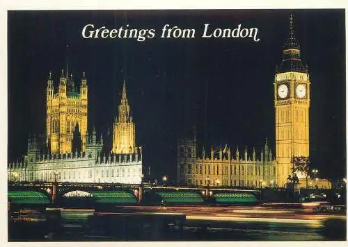 Postcard England London nocturnal aspect