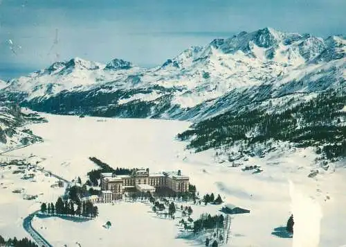Postcard Switzerland Maloja Belgisches Ferienheim aerial view