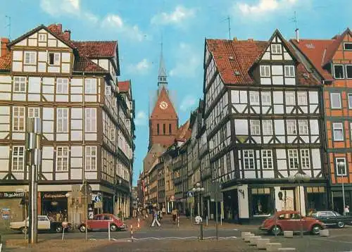 Postcard Germany Hannover Blick vom Holzmarkt in die Kamerstrasse mit Marktkirche