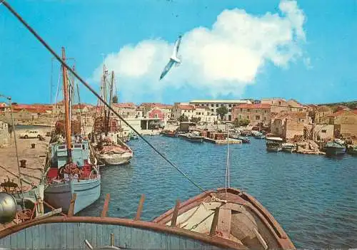 Postcard Croatia Murter dock harbour fishing ships
