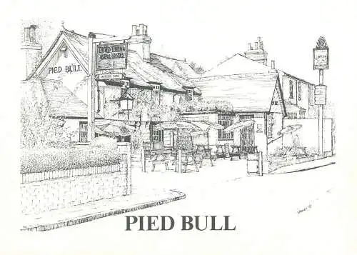 Postcard UK England Pied Bull house etch