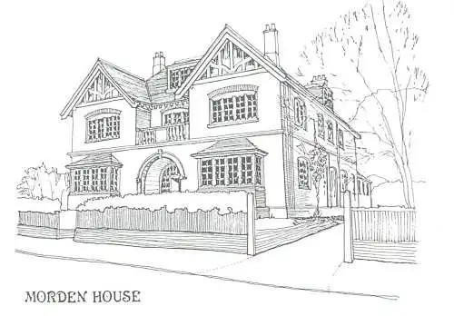 Postcard UK England Morden house etch