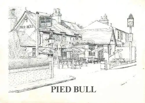 Postcard UK England Pied Bull etch