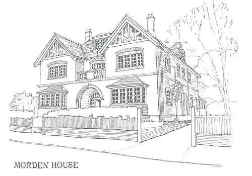 Postcard UK England Morden house etch