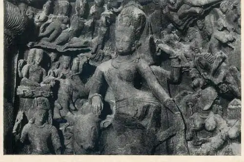 Postcard India Elephanta Caves Shiva as Half-Male and Half-Female