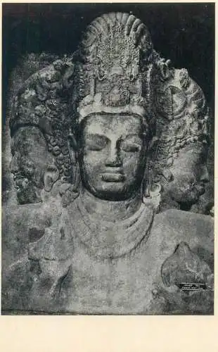 Postcard India Elephanta Caves Shiva in triple form Creator Destroyer and Preserver