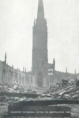 Postcard United Kingdom > England Coventry cathedral after the destruction 1940