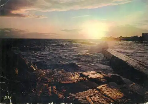 Postcard France place to identify coastal sunset view 1977