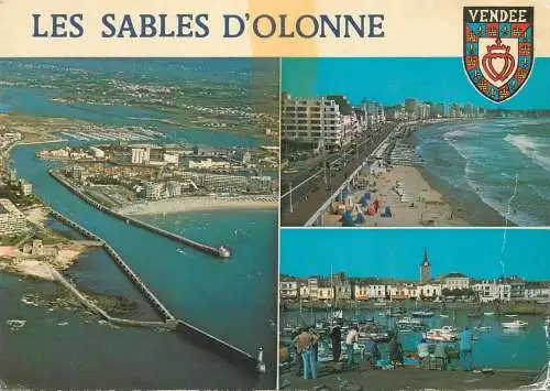 Postcard France  Vendée  Sables d'Olonne aerial multi view 1985