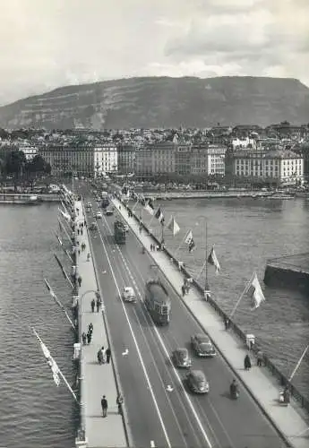 Postcard Switzerland Geneva pont du Mont Blanc 1956