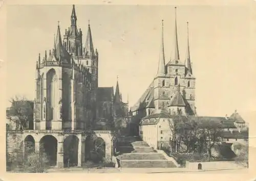 Postcard Germany Erfurt dom und Severikirche 1960