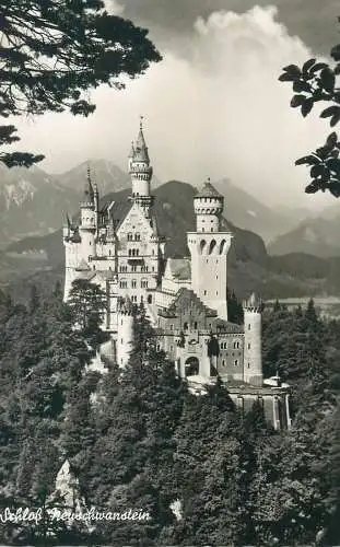 Postcard Germany Neuschwanstein bayr Allgau 1957 castle Konig