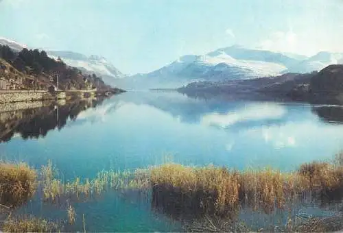 Postcard Wales Snowdon from Llyn Padarn Caernarvonshire picturesque natural landscape