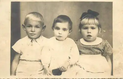Children group vintage photo postcard