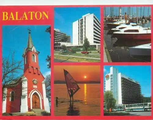 multi view Postcard Hungary Greetings from Balaton lake