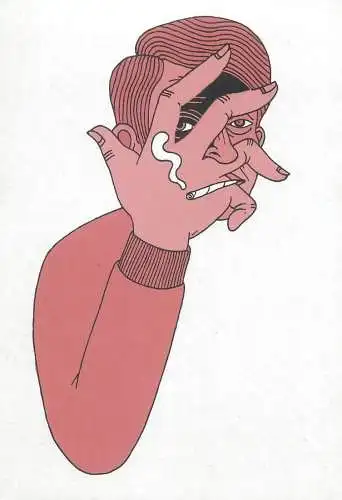 Postcard Smoking Guy by Simon Bollen drawn for Boomerang