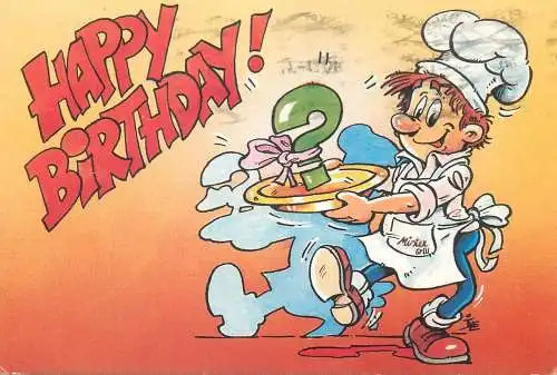 Comic funny signed Postcard Happy Birthday humorous drawing