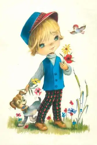 Postcard children illustration