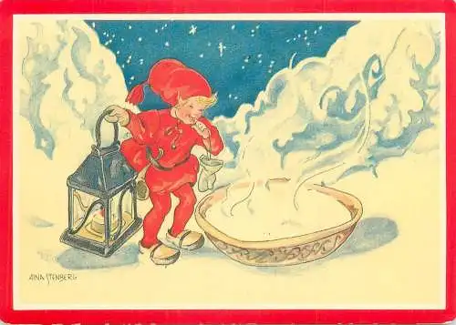 Christmas funny Postcard Aina Stenberg illustration