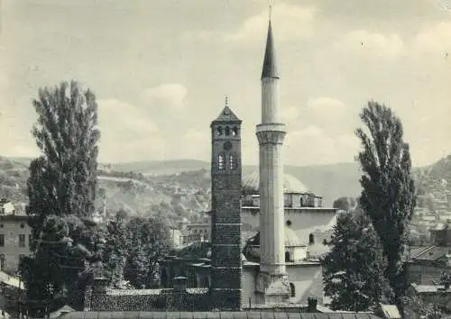 Postcard Bosnia and Herzegovina Sarajevo minaret and mosque 1957