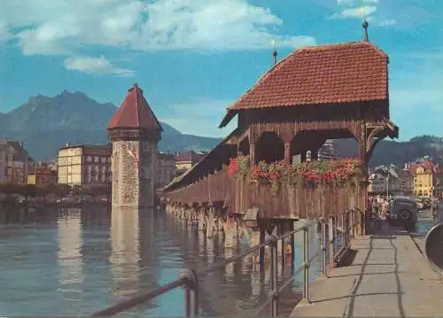 Postcard Switzerland Luzern Kapellbrucke 1960