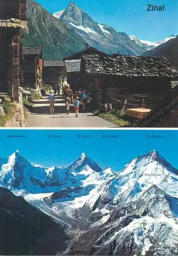 Postcard Switzerland Zinal mountain view