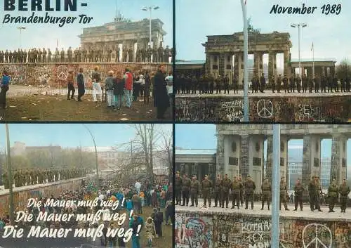 Postcard Germany Berlin Brandenburger Tor 1989 after wall caved in