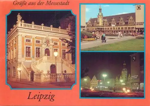 Postcard Germany Messestadt Leipzig multi view rathaus markt